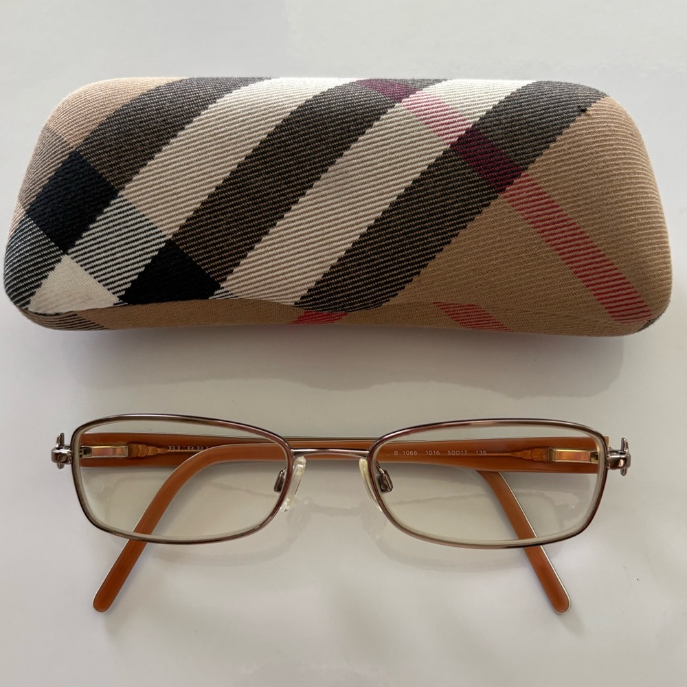 BURBERRY Eyeglasses B 1066 Brown Rectangular Frame Italy 50-17 135